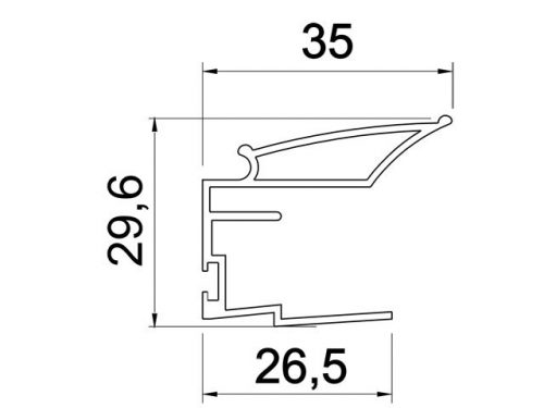 Uni fogantyú profil 2,7m alumínium 18mm bútorlaphoz